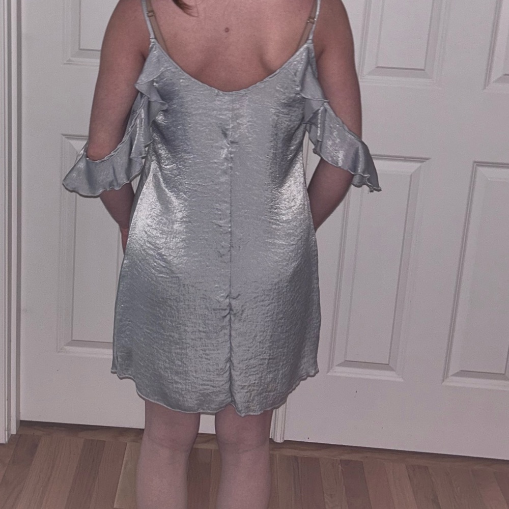 Silver/Gray Ruffle Slip Dress - Picture 3 of 5